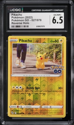 2022 Pokemon Sword & Shield GO Reverse Holo Pikachu #27 CGC 6.5 EXMT+