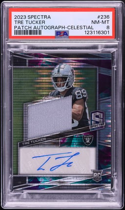 2023 Panini Spectra Celestial Tre Tucker ROOKIE PATCH AUTO /75 #236 PSA 8 NM-MT