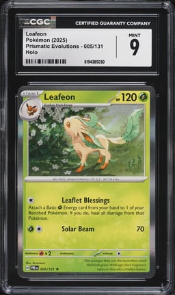 2025 Pokemon Scarlet & Violet Prismatic Evolutions Holo Leafeon #5 CGC 9 MINT