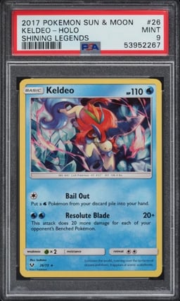 2017 Pokemon Sun & Moon Shining Legends Holo Keldeo #26 PSA 9 MINT