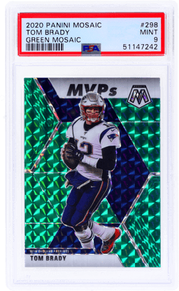 2020 Panini Mosaic Green Mosaic Prizm Tom Brady #298 PSA 9