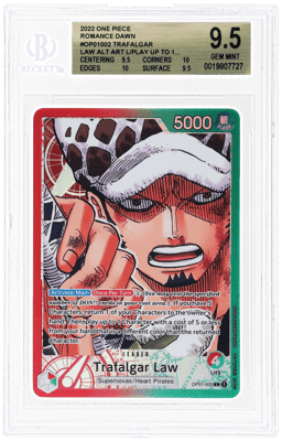 2022 One Piece Romance Dawn Alternate Art Errata Trafalgar Law #2 BGS 9.5