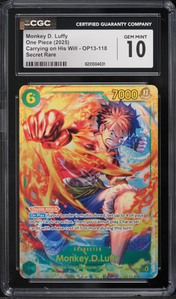 2025 One Piece Carrying On His Will SEC Monkey D. Luffy #OP13-118 CGC 10 GEM MINT