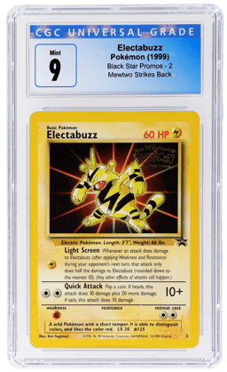 1999 Pokemon Wizards of the Coast Black Star Promo Mewtwo Strikes Back Electabuzz #2 CGC 9