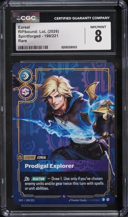 2026 Riftbound League Of Legends LoL Spiritforged Ezreal #199 CGC 8 NM-MT