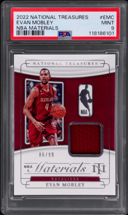 2022 National Treasures NBA Materials Evan Mobley #NM-EMC 86/99 PSA 9