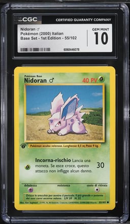 2000 Pokemon Italian Base Set 1st Edition Nidoran #55 CGC 10 GEM MINT