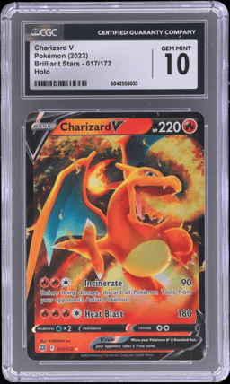 2022 Pokemon Sword and Shield Brilliant Stars Charizard V #017 CGC 10