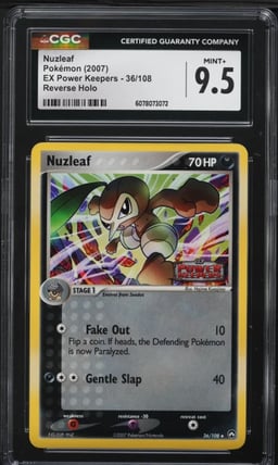 2007 Pokemon EX Power Keepers Reverse Holo Nuzleaf #36 CGC 9.5 MINT+