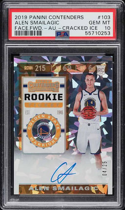2019 Panini Contenders Cracked Ice Alen Smailagic ROOKIE AUTO /25 #103 PSA 10