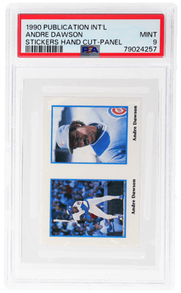 1990 Publication International Stickers Hand Cut Panel Andre Dawson PSA 9
