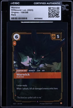 2025 Riftbound League Of Legends LoL Origins Warwick #159 CGC AUTH