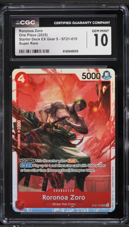 2025 One Piece Starter Deck EX Gear 5 SR Roronoa Zoro #ST21-015 CGC 10 GEM MINT
