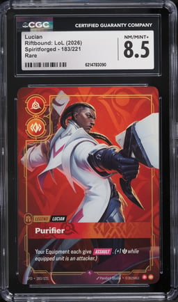 2026 Riftbound League Of Legends LoL Spiritforged Lucian #183 CGC 8.5 NM-MT+
