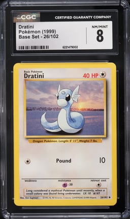 1999 Pokemon Base Set Dratini #26 CGC 8 NM-MT
