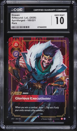 2026 Riftbound League Of Legends LoL Spiritforged Draven #185 CGC 10 GEM MINT