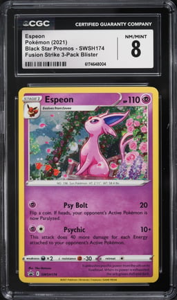 2021 Pokemon Sword & Shield Promo Fusion Strike Holo Espeon #SWSH174 CGC 8 NM-MT