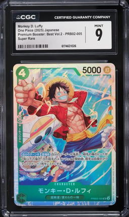 2025 One Piece Japanese Premium Booster Best Vol 2 SR Monkey D. Luffy #PRB02-005 CGC 9 MINT