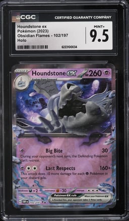2023 Pokemon Scarlet & Violet Obsidian Flames Holo Houndstone Ex #102 CGC 9.5 MINT+