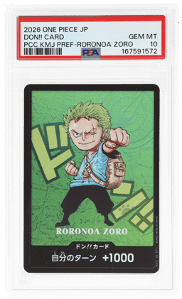 2026 One Piece Premium Card Collection Kumamoto Prefecture Special Japanese Roronoa Zoro Don!! Card PSA 10