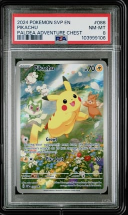 2024 POKEMON SVP EN-SV BLACK STAR PROMO PALDEA ADVENTURE CHEST PIKACHU PSA 8