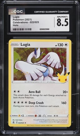 2021 Pokemon Sword & Shield Celebrations Holo Lugia #22 CGC 8.5 NM-MT+