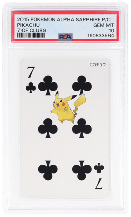 2015 Pokemon Alpha Sapphire Playing Cards 7 of Clubs Pikachu PSA 10