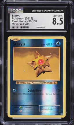 2016 Pokemon XY Evolutions Reverse Holo Staryu #30 CGC 8.5 NM-MT+