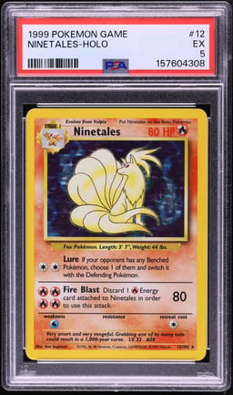 1999 Pokemon Base Set Holo Ninetales #12 PSA 5 EX