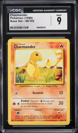 1999 Pokemon Base Set Charmander #46 CGC 9 MINT