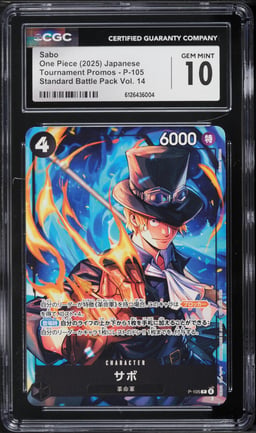 2025 One Piece Japanese Promo Standard Battle Pack Volume 14 Sabo #P-105 CGC 10 GEM MINT