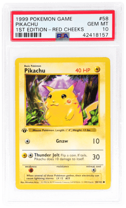 1999 Pokemon Base Set 1st Edition Red Cheeks Pikachu #58 PSA 10