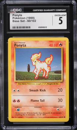 1999 Pokemon Base Set Ponyta #60 CGC 5 EX