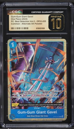 2024 One Piece PC Best Selection Volume 2 Alt Art Gum-Gum Giant Gavel #OP03-055 CGC 10 PRISTINE