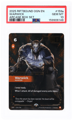 2025 Riftbound League of Legends Origins Arcane Box Set Warwick #159a PSA 10