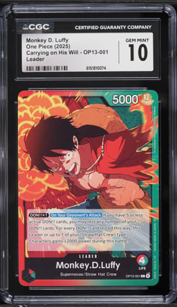 2025 One Piece Carrying On His Will Leader Monkey D. Luffy #OP13-001 CGC 10 GEM MINT