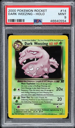 2000 Pokemon Team Rocket Holo Dark Weezing #14 PSA 9 MINT