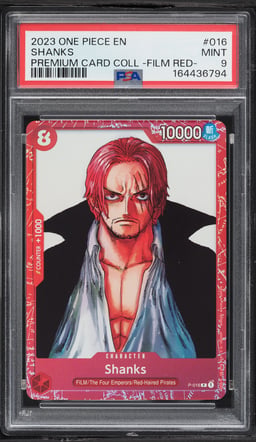 2023 One Piece Premium Card Collection FILM RED Shanks #P-016 PSA 9 MINT