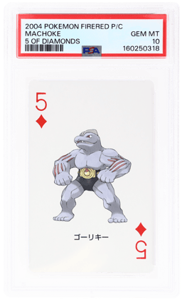 2004 Pokemon Firered Version Playing Cards 5 of Diamonds Machoke PSA 10