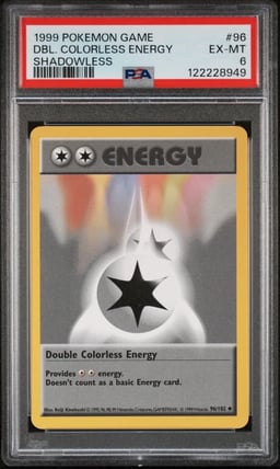 1999 POKEMON GAME SHADOWLESS #96 DOUBLE COLORLESS ENERGY PSA 6