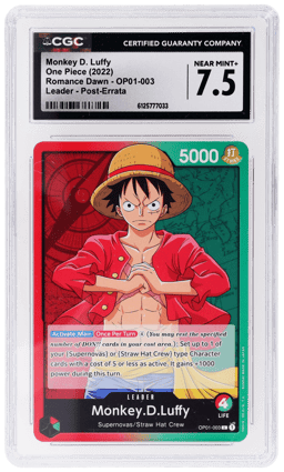 2022 One Piece Romance Dawn Monkey D. Luffy #OP01003 CGC 7.5