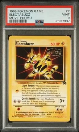 1999 POKEMON GAME MOVIE PROMO #2 ELECTABUZZ PSA 9