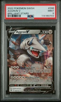 2022 POKEMON SWORD & SHIELD BRILLIANT STARS #096 AGGRON V PSA 9