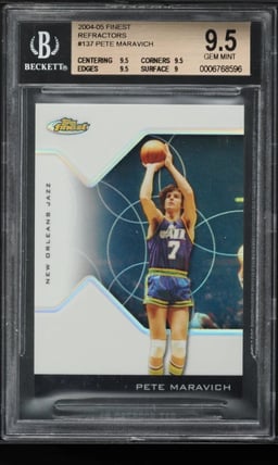 2004 Finest Refractor Pete Maravich /249 #137 BGS 9.5 GEM MINT