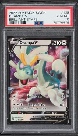 2022 Pokemon Sword & Shield Brilliant Stars Full Art Drampa V #128 PSA 10 GEM MINT