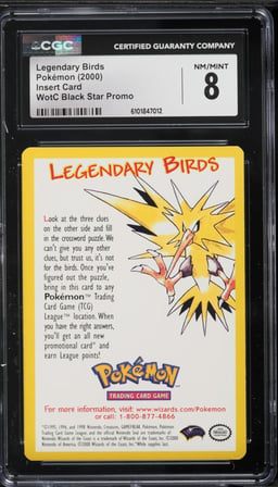 2000 Pokemon Insert Card WotC Promo Legendary Birds CGC 8 NM-MT
