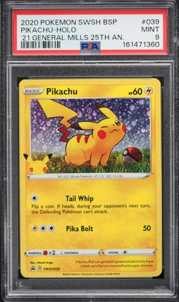 2020 Pokemon SWSH Promo General Mills 25th Anniversary Holo Pikachu #SWSH039 PSA 9 MINT