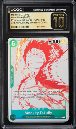 2025 One Piece Promo 3rd Anniversary Treasure Campaign Monkey D Luffy #OP07-033 CGC 10 PRISTINE