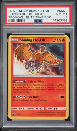 2017 Pokemon Sun & Moon Promo Legends Elite Trainer Box Holo Shining Ho-Oh #SM70 PSA 8 NM-MT