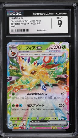 2024 Pokemon Japanese Scarlet & Violet Terastal Fest Ex Holo Leafeon Ex #3 CGC 9 MINT